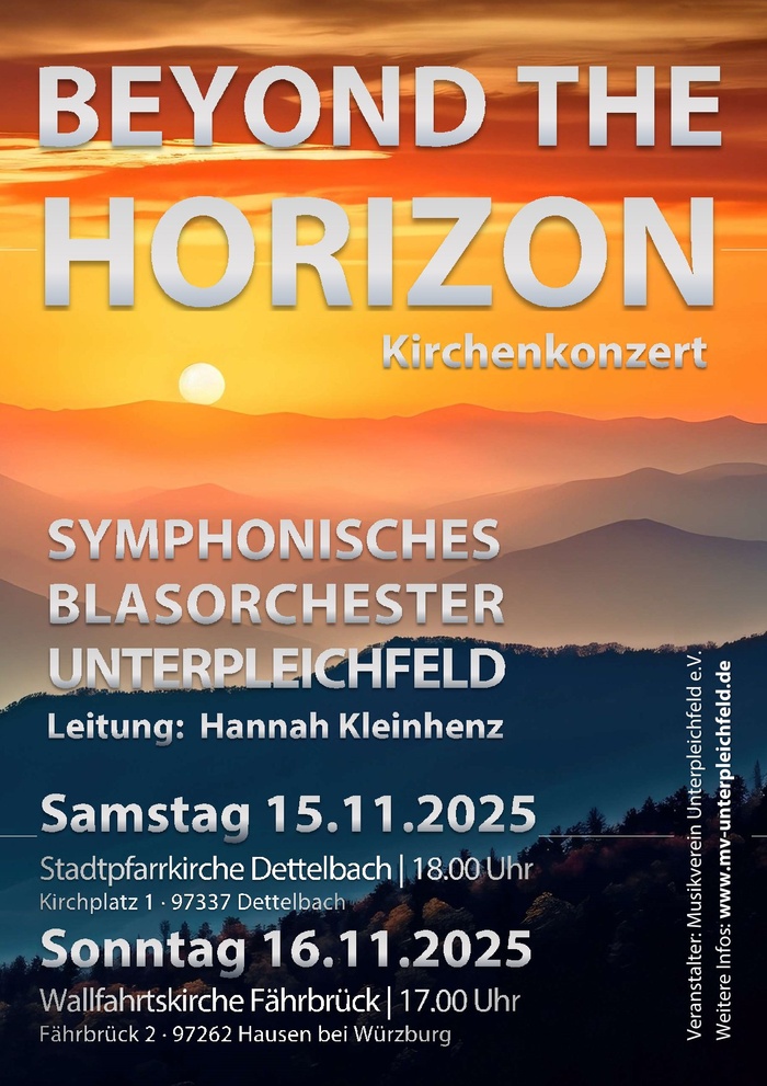 Das ist ein Einladungsplakat in den Farben orange und blau.