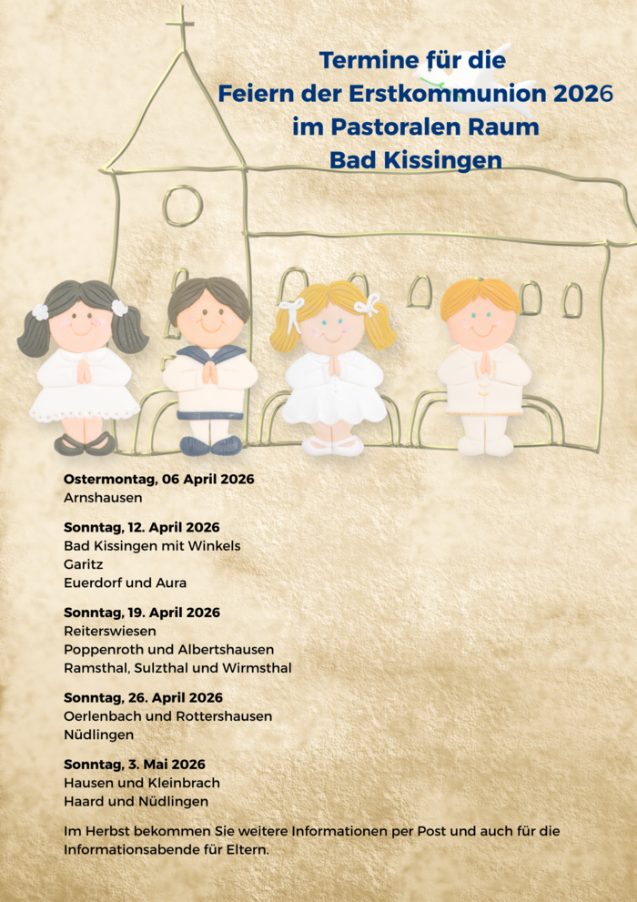 Termine der Erstkommunion PR KG 2026